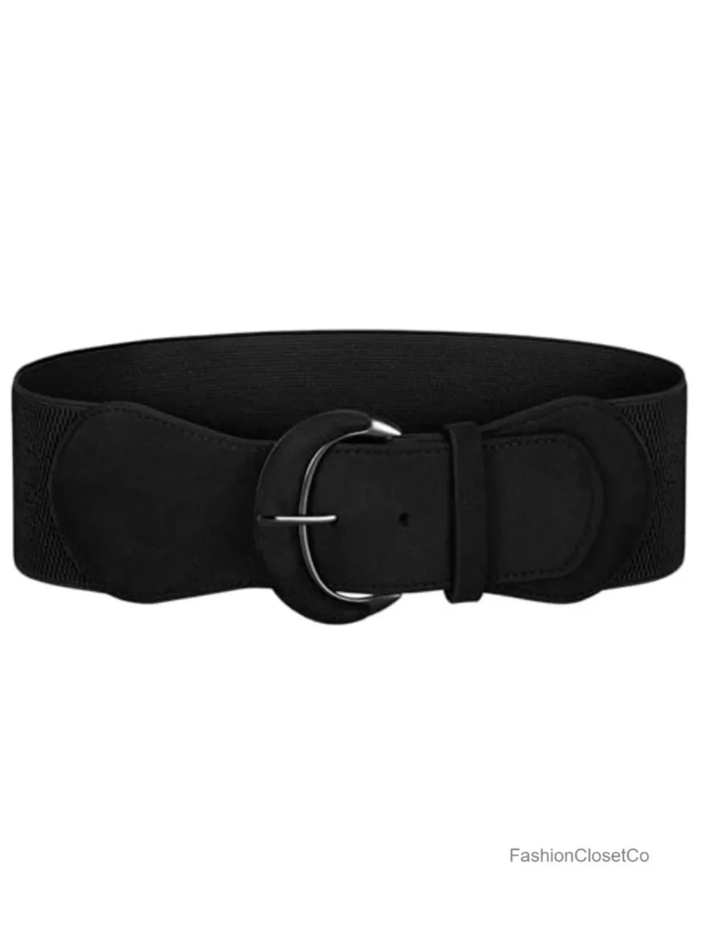Suede Wide Stretch Belt Chunky Buckle for Dress Coat